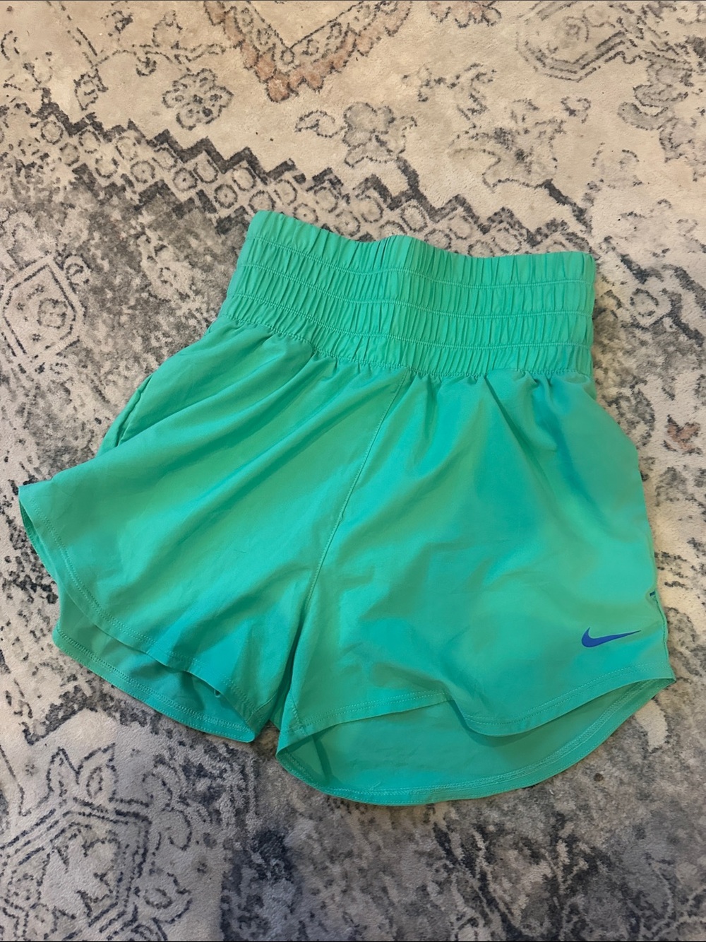 Nike Women’s Green Athletic Shorts with Smocked Waistband - XS